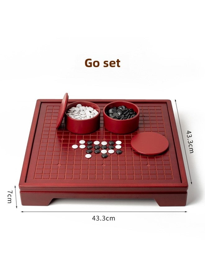 Two-in-One Solid Wood Wooden Go Board Set Adult Adult Children Beginner Black and White Gobang Sub-Canned